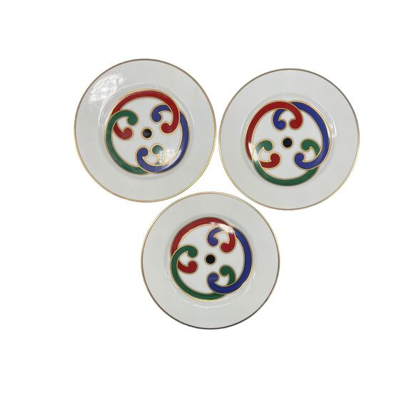 Set of 3 Fitz &. Floyd Dessert Plates "Charade" Pattern" Made in 1978 - Picture 2 of 3